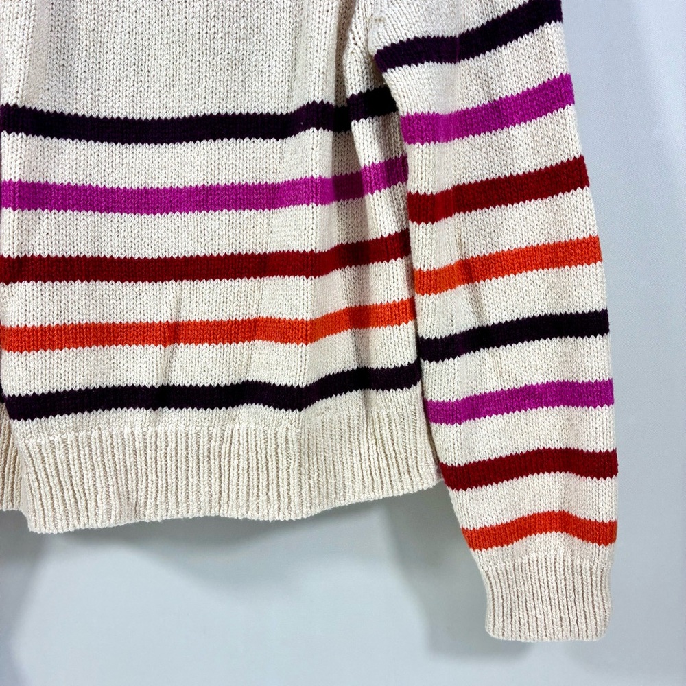Marine Layer Claire Relaxed Sweater Polo Merino Wool Cotton L Warm Stripe NWT - Picture 13 of 16
